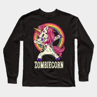 Zombiecorn Zombie Dabbing Unicorn Halloween Costume Long Sleeve T-Shirt